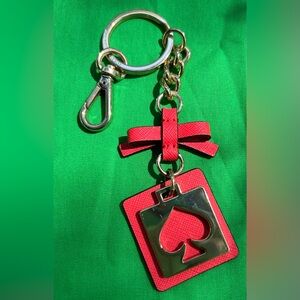 Kate Spade Bright Red & Silver Signature Spade Bag Charm / Keychain